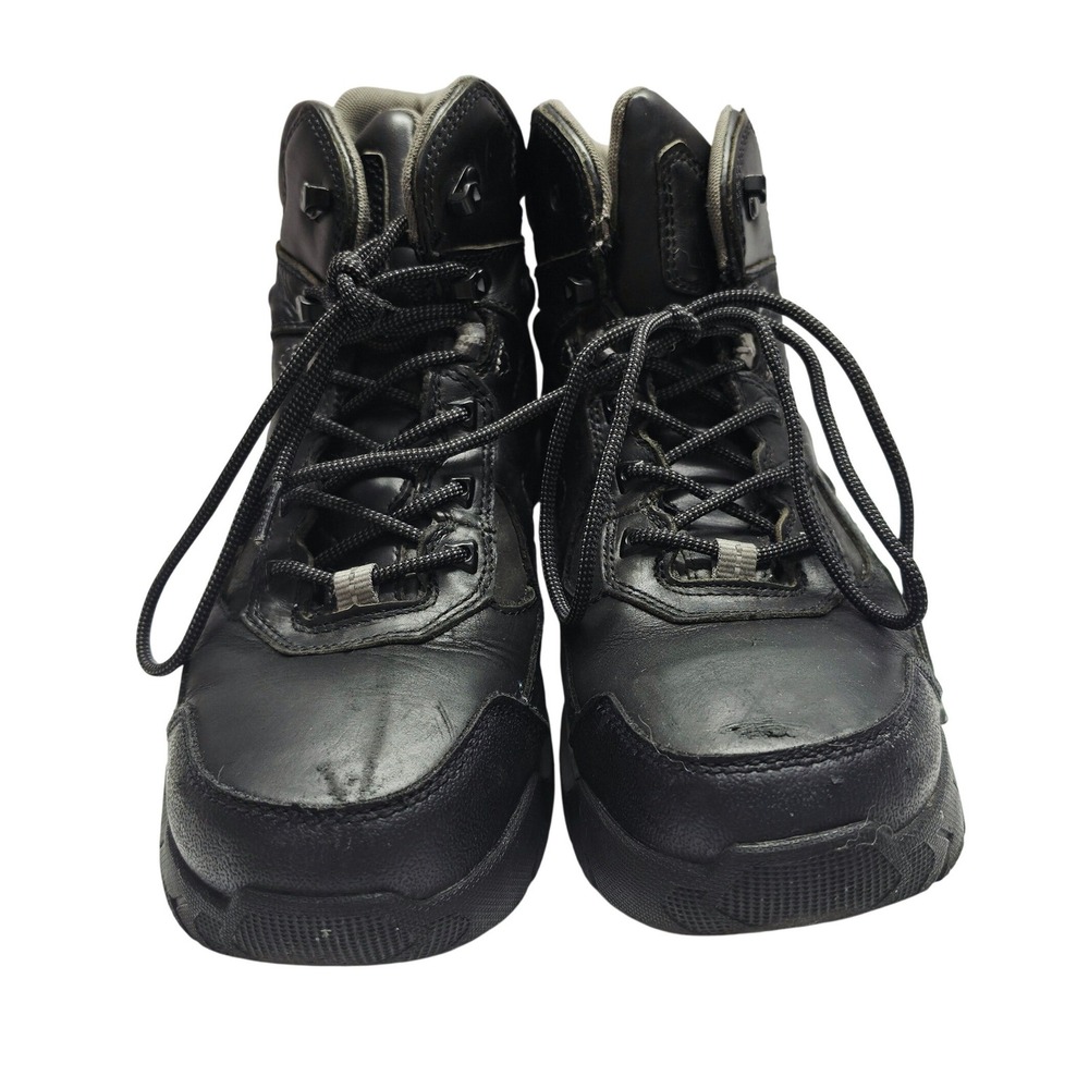 Ace Work Boots Men 12 Black Leather Safety Toe Slip Resistant ASTM 74063 READ